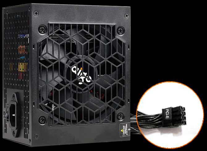 TY650 front view with 6+2 pin PCIe connector highlighted